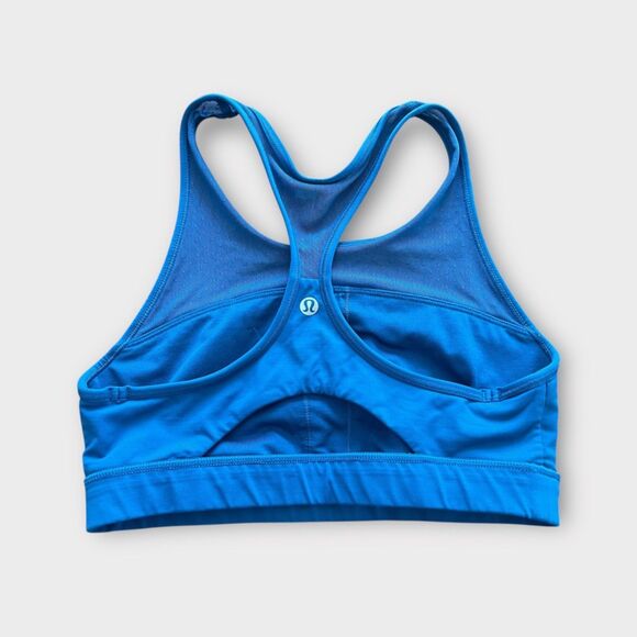 Lululemon Move Sheer Mesh Cutout Sports Bra Dark Royal Blue Size 6 - Picture 2 of 5
